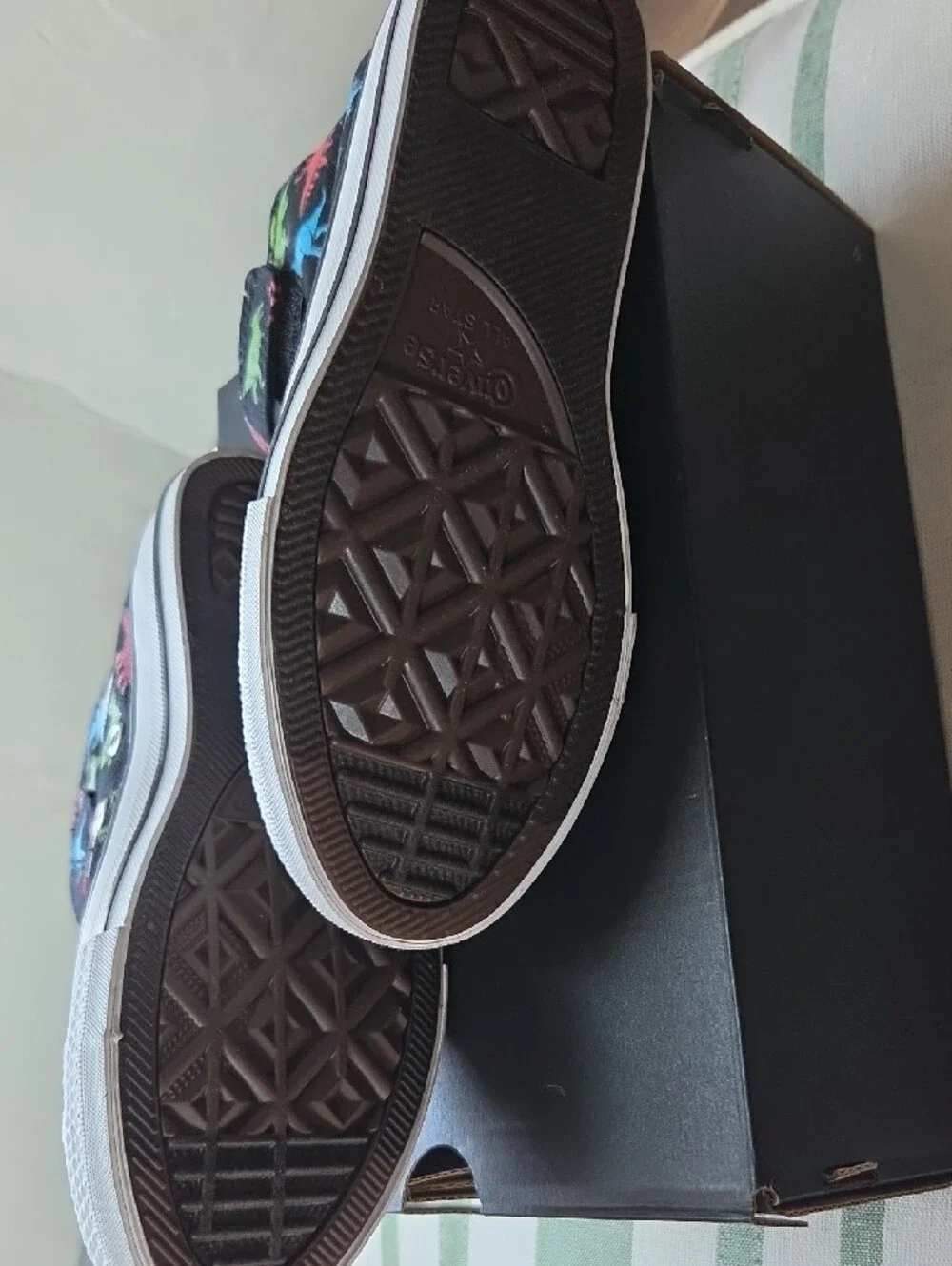 Converse Kids Black High-Top Sneakers with Multicolor Dinosaur Print